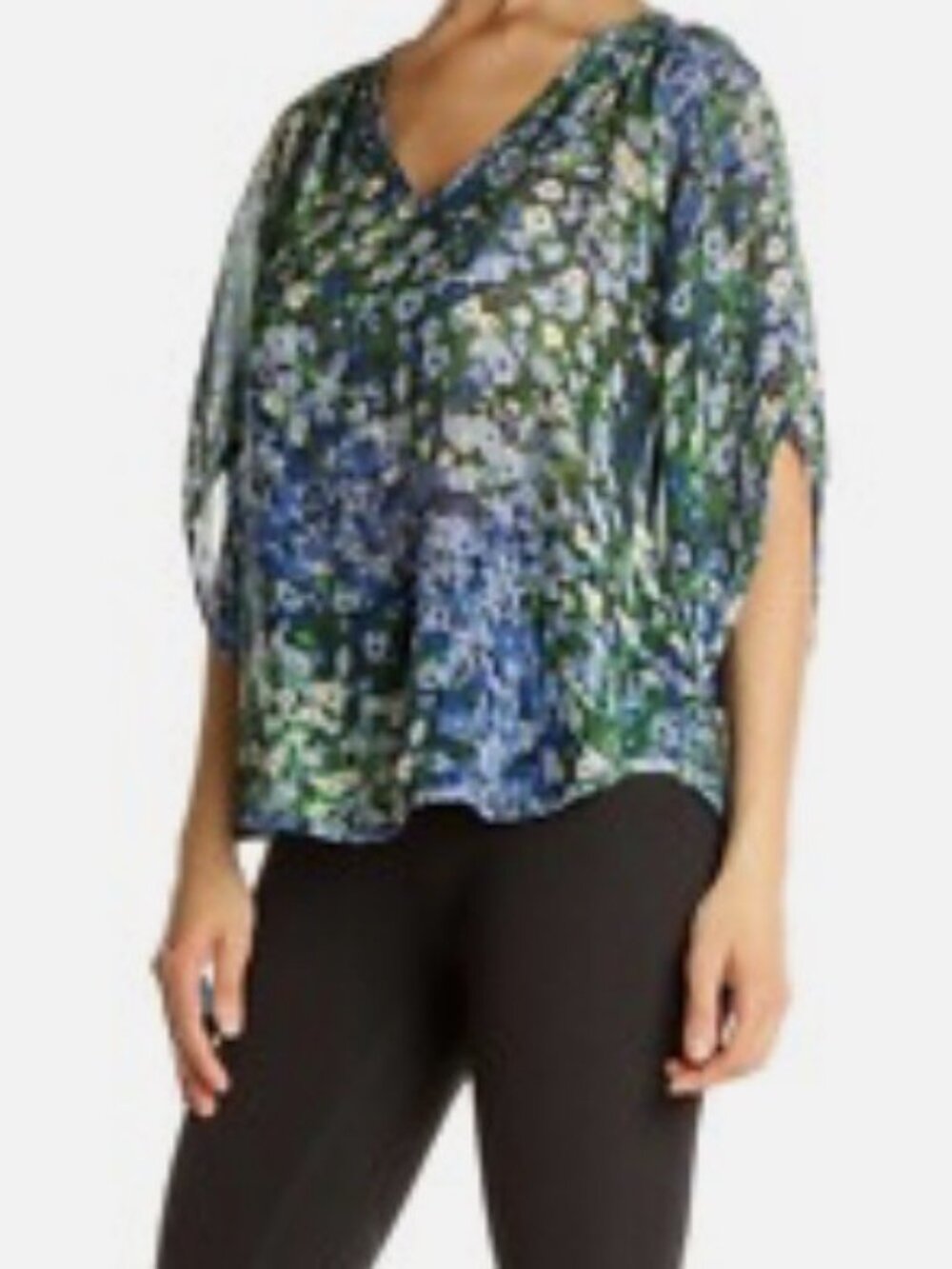 Fei (anthropologie) 100% Silk Floral Printed Blouse sz 4